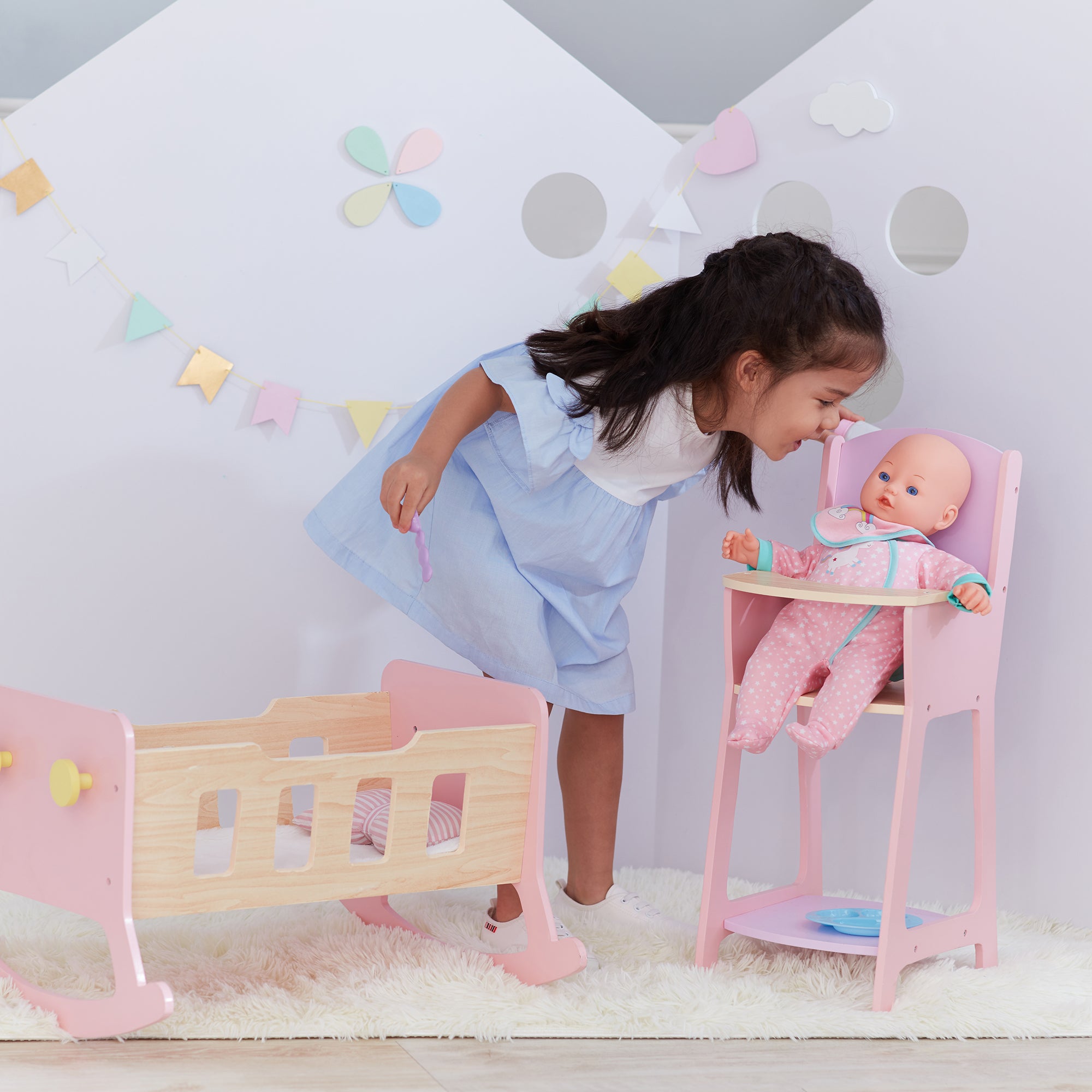 Wooden Amazon Doll Cradle Wooden Doll Swinging Cradle, Harvest