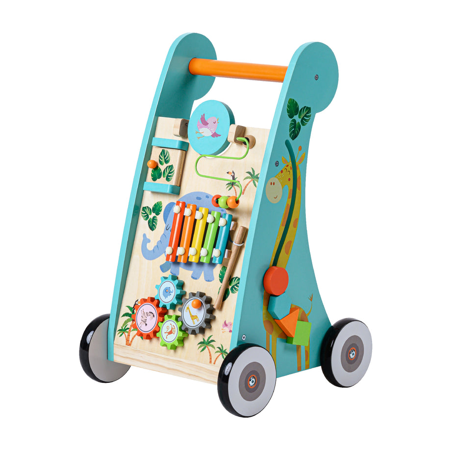 With Wheels WOODA 9-in-1 Wooden Baby Walker, Baby Push Walker